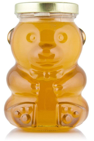 9 Ounce, Glass Bear Jar - For Honey, Jam, Favors - Case of 12 (With Silver Lids)