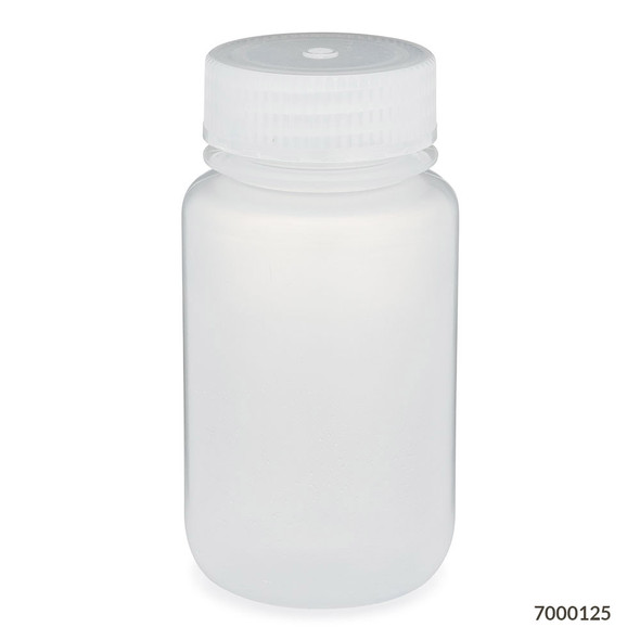 Bottle, Wide Mouth, PP Bottle, Attached PP Screw Cap, 125mL, 12/Pack