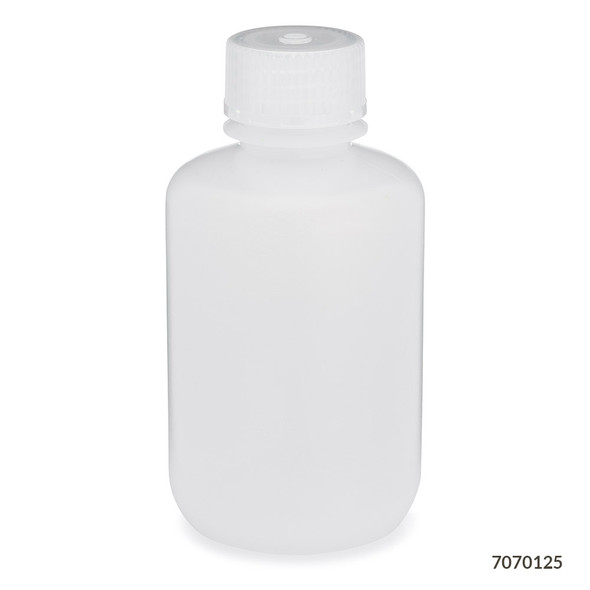 Bottle, Narrow Mouth, LDPE Bottle, Attached PP Screw Cap, 125mL, 12/Pack