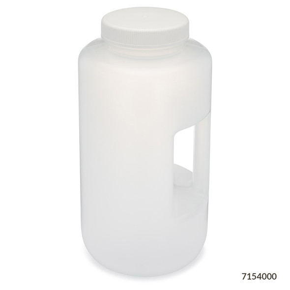 Bottle, Large Wide Mouth with Handle, Round, PP Bottle, 100mm PP Screw Cap, 4 Litres (1.0 Gallons)