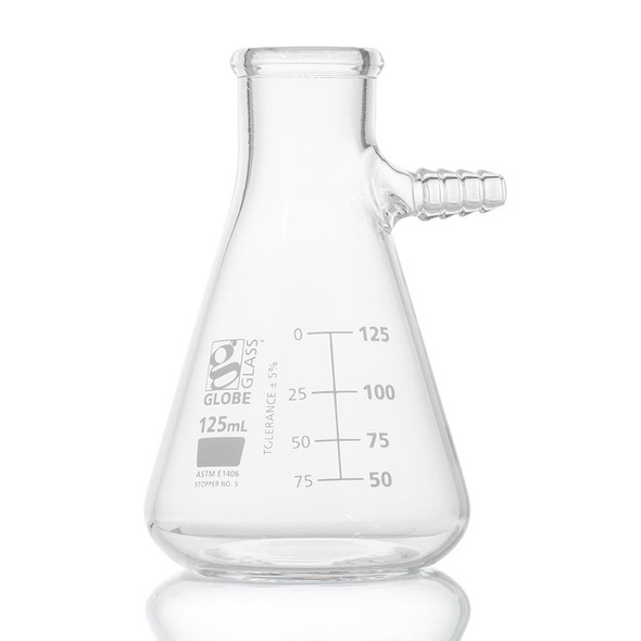 Flask, Filter, Globe Glass, 125mL, Dual Graduations, ASTM E1406, 6/Box