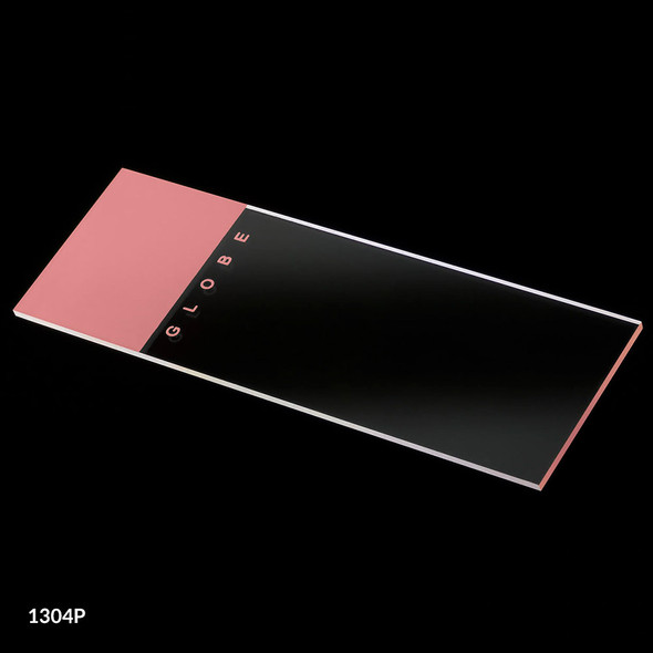Microscope Slides, Glass, 25 x 75mm, 90° Ground Edges, Pink Frosted, 72/Box, 20 Boxes/Case (10 Gross)