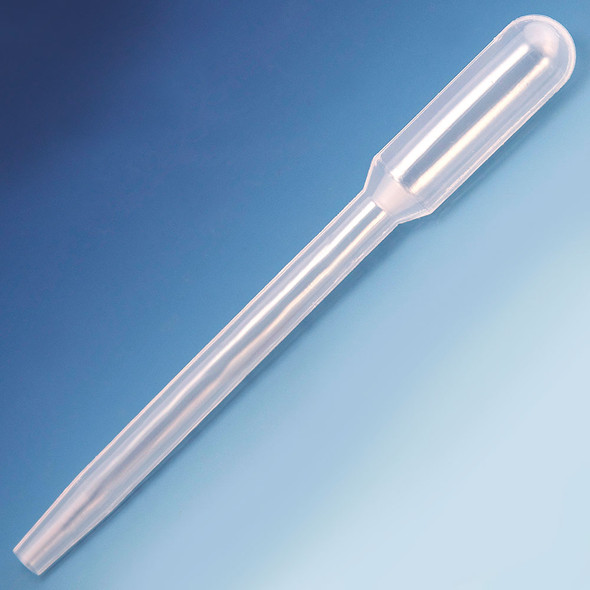 Transfer Pipet, Wide Bore, Large Bulb, 124mm, STERILE, Individually Wrapped, 100/Bag, 5 Bags/Unit