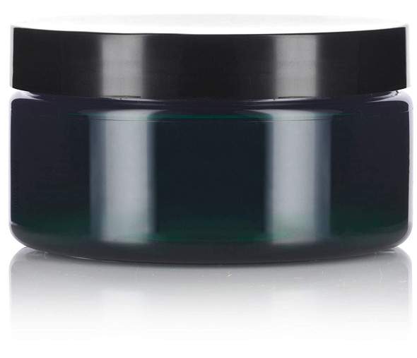 4 oz Green PET Single Wall Jar 70-400 Neck Finish w/ Black Smooth Lid - 280 Pack