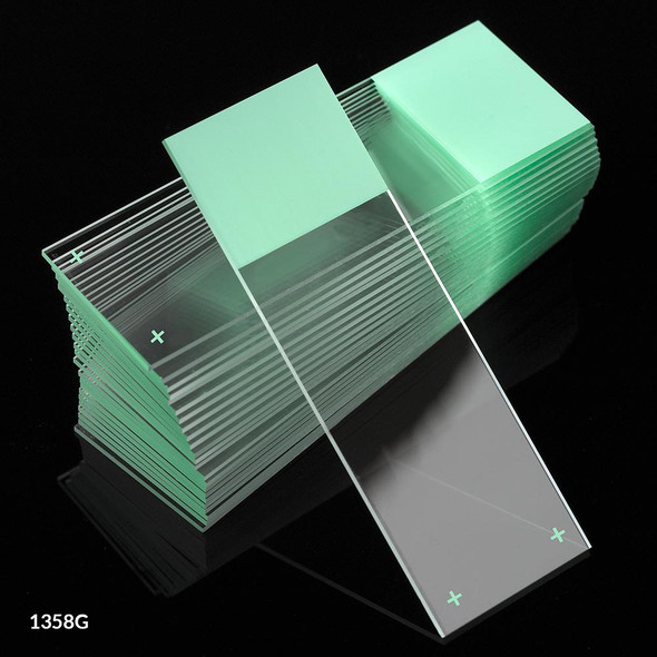 Microscope Slides, Diamond White Glass, 25 x 75mm, Charged, 90° Ground Edges, Green Frosted, 72/Box, 20 Boxes/Case (10 Gross)