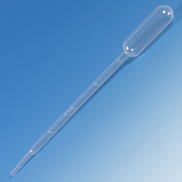 Transfer Pipet, 5.0mL, Large Bulb, Graduated to 1mL, 150mm, STERILE, 20/Bag, 20 Bags/Case