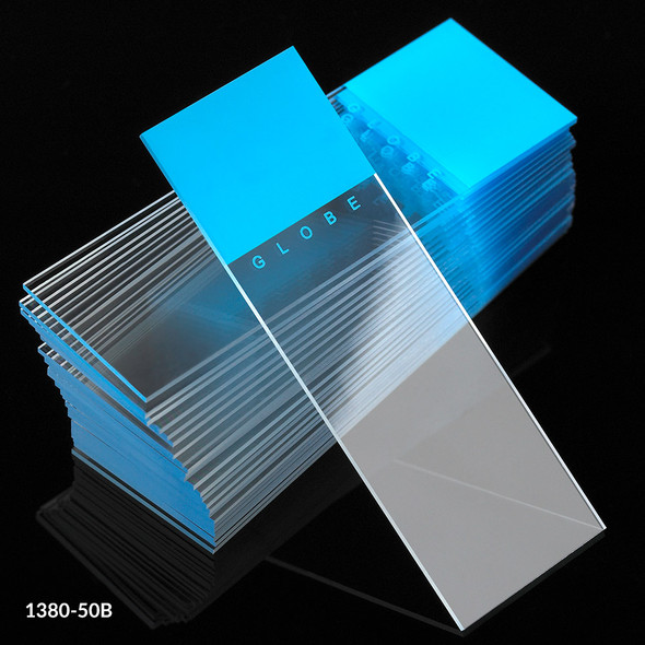 Microscope Slides, Diamond White Glass, 25 x 75mm, 90° Ground Edges, BLUE Frosted, 72/Box, 20 Boxes/Case (10 Gross)