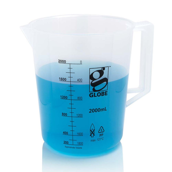 Beaker with Handle, Diamond Essentials, Low Form, Printed Graduations, PP, 2000mL, 1/Bag