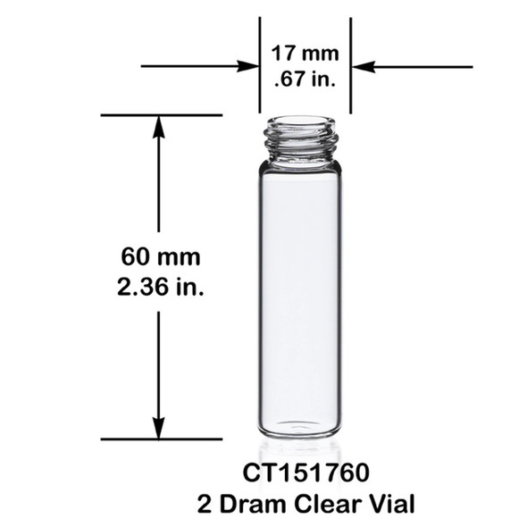 2 Dram Clear Glass Vial - w/Glass Dropper