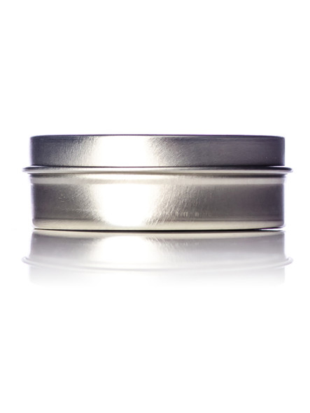 2 oz silver steel flat tin with slip cover lid