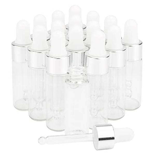 15 Pcs Clear Glass Dropper Bottles Essential Oil Bottles Refill Sample Vials Aromatherapy Perfume Liquid Glass Bottles With Eye Dropper&Silver Lids (5ml)