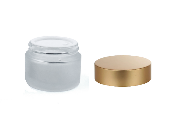 50ml Glass Frosted Cream Jar w/ Gold Cap and Insert