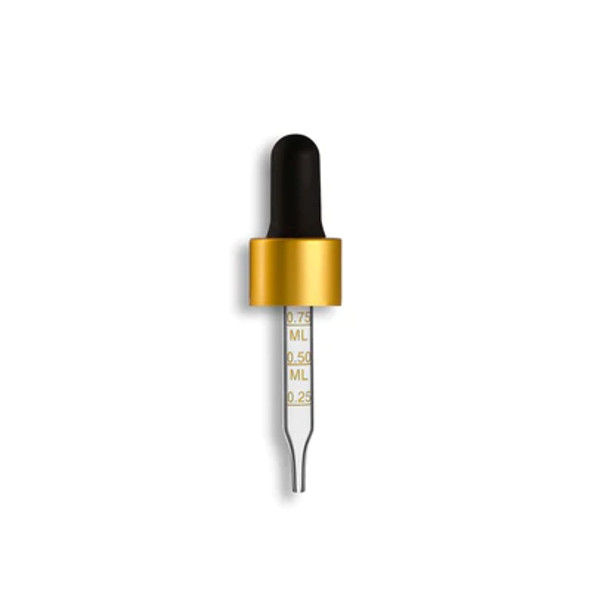 18-415 Matte Gold Standard Dropper Assembly w/ Black Bulb- Graduated 66mm Length- Pack of 108