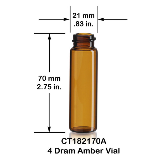 4 Dram Amber Glass Vial - w/Cap