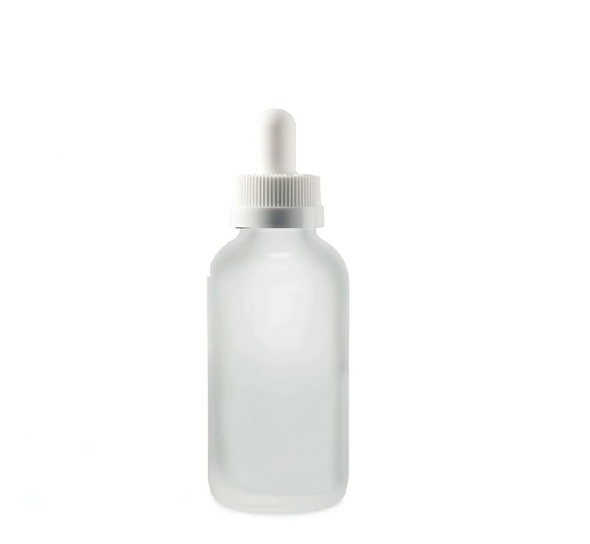 2 Oz Frosted Glass Bottle w/ White Child Resistant Calibrated Dropper
