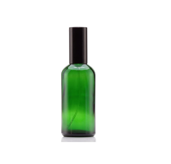 100 ml Green Euro Glass Bottle w/ Black Metal Sprayer