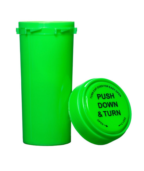 30 Dram Push & Turn Reverse Cap Bottles - 190/ Case - Green