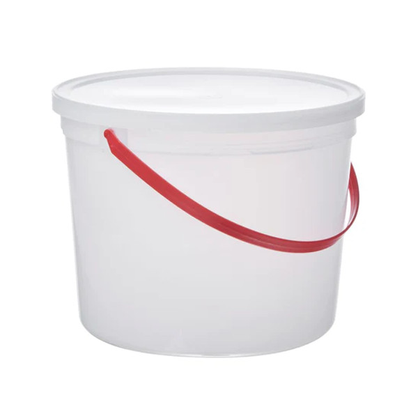 Plastic Pails With Lids # 5 QT / 160 Oz. & Red Handle