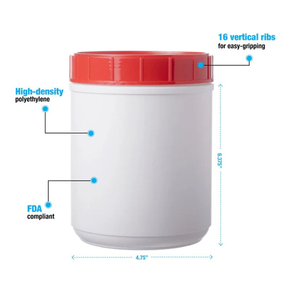 White Canisters With Lids # Red Lid, 60 Oz. - 1 Dozen