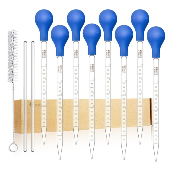 Droppers 10ml Pipettes Glass Graduated Dropper Lab Pipette Liquid Pipette (8)