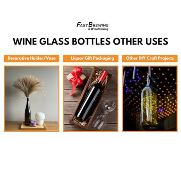 FastRack - W5 Wine Bottles, Bordeaux Liquor Bottles, 12 Clear Wine Bottles, 750 ml Empty Bottles, Empty