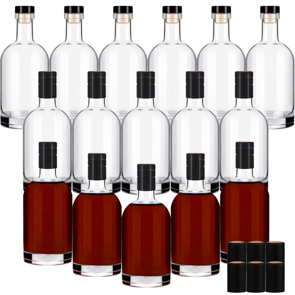 Liengoron Wine Bottles 16PCS Glass Bottles 200ML Glass Bottles with Lids 6oz Glass Bottles with Cork Empty Wine Bottles with Stopper Empty Clear Wine Bottles for Wine Beverages Drinks Beer Water Soda