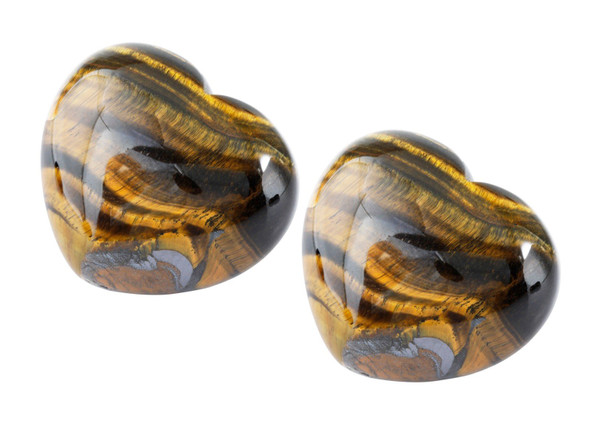 Rockcloud Healing Crystal Tiger's Eye Heart Love Carved Palm Worry Stone Chakra Reiki Balancing(Pack of 2)