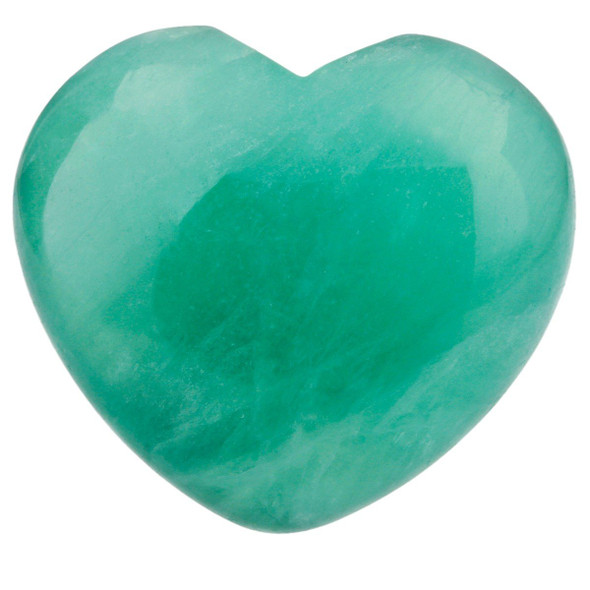 Rockcloud Healing Crystal 1.6 inches Green Fluorite Heart Love Carved Palm Worry Stone Chakra Reiki Balancing