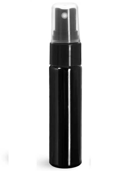 1 Oz (30ml) Black PET Cylinder Bottles with Smooth Black Fine Mist Sprayer