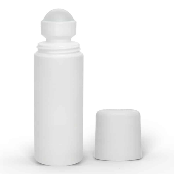 3oz White HDPE Roll-on Bottle w/ PP Plastic Cap and PP Plastic Roller Ball