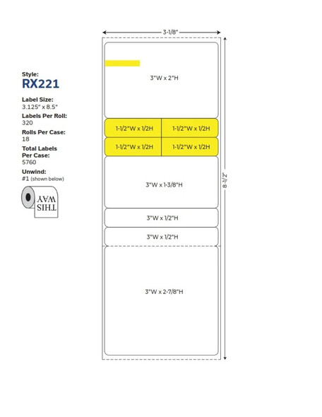 RX-221 – Standard Prescription Label - 5,760 labels/case