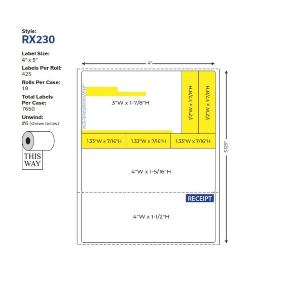 RX-230 – Standard Prescription Label - 7650 labels/case