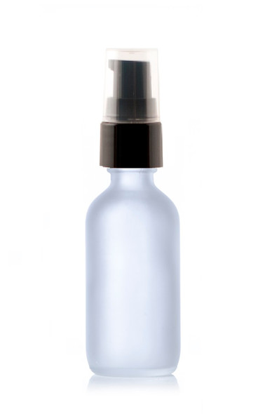 4 Oz Frosted Glass Bottle w/ Black Treatment Pump