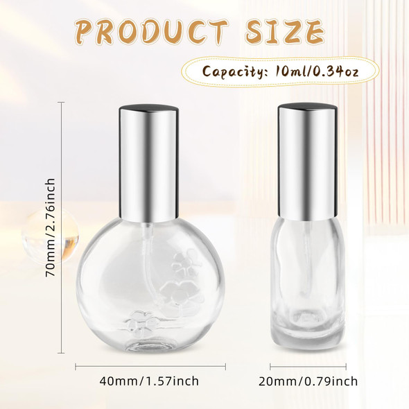 1 pack Clear Perfume Sprayer Bottle, 12ml Portable Perfume Fine Mist Sprayer, Empty Refillable Travel Perfume Bottle (10ML - LT, Silver)
