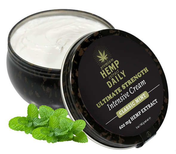 Earthly Body Premium Hemp Extract Daily Ultimate Cream - Menthol, Argan, Jojoba, Rosehips - Lightweight, Fast-Absorbing Moisturizing Topical Lotion with Essential Oils - Classic Mint, Single 5oz