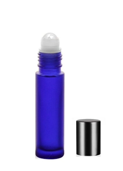 1/3 oz (10ml) Frosted Blue Glass Roll on Bottles with Plastic Balls and Caps