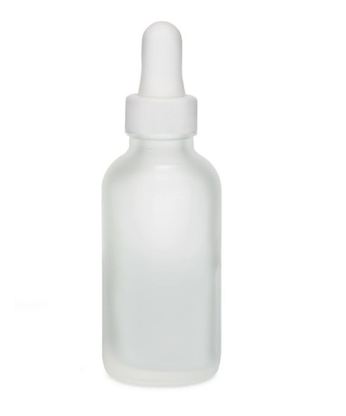 1 Oz Frosted Glass Bottle w/ White Regular Dropper