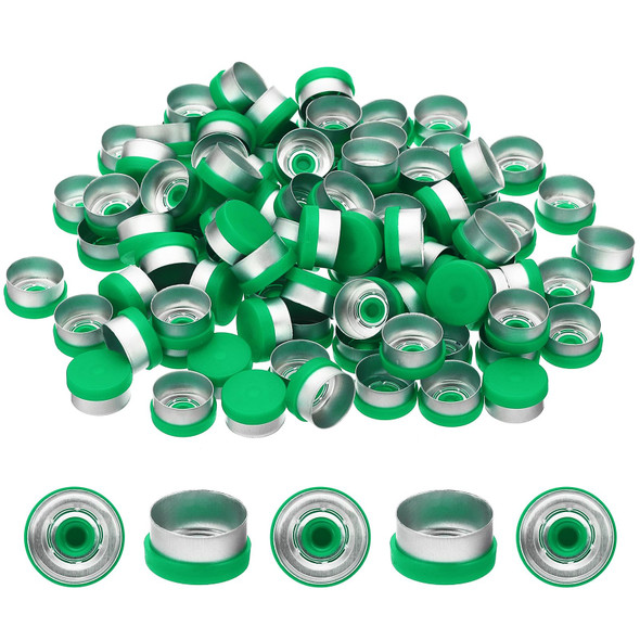 13mm Flip Off Caps, 100 Pcs Flip Off Caps Flip Off Seals Flip Off Vial Seals Plastic Aluminum Caps Cover for Glass Vial, Green
