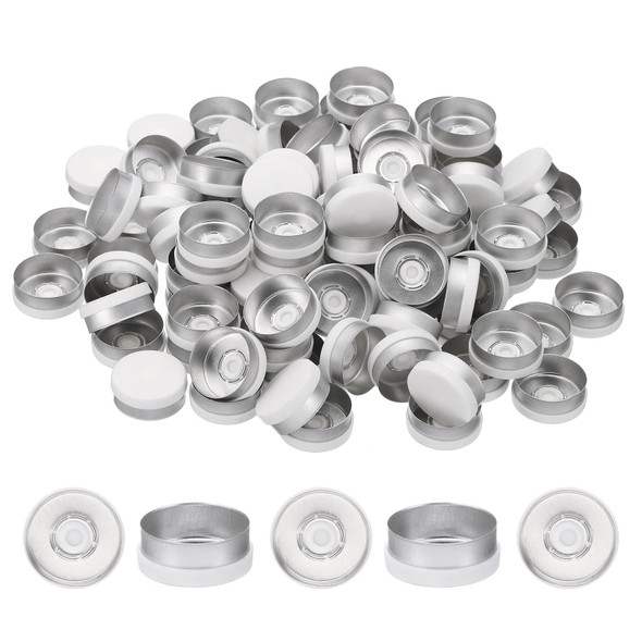 20mm Flip Off Caps, 100 Pcs Flip Off Caps Flip Off Seals Flip Off Vial Seals Plastic Aluminum Caps Cover for Glass Vial, White