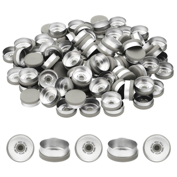 20mm Flip Off Caps, 100 Pcs Flip Off Caps Flip Off Seals Flip Off Vial Seals Plastic Aluminum Caps Cover for Glass Vial, Grey