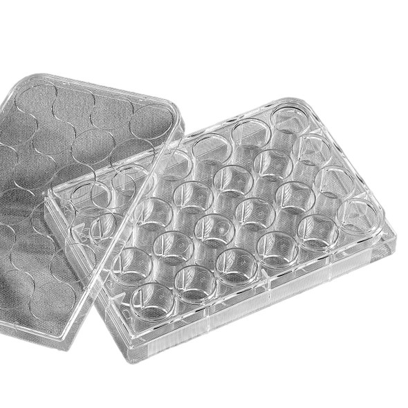 Corning Costar 3526 Polystyrene Sterile Clear Flat Bottom TC-Treated Multiple Well Plate with 24 Wells and Lid, 3.4mL Well Volume, Individually Wrapped (Case of 50)