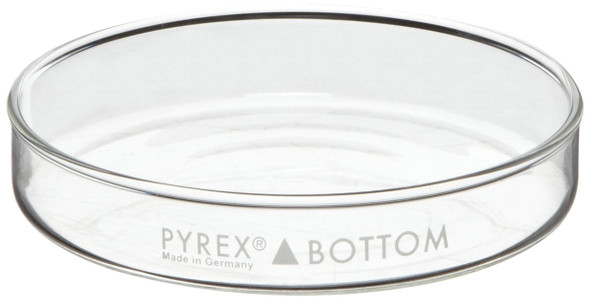 Corning-3160-100BO Pyrex Borosilicate Glass Petri Dish Bottom Only, 95mm Diameter x 12mm Height (Pack of 12)