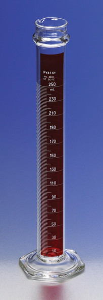 Corning 3046-10 Pyrex Lifetime Red Single Metric Scale Cylinder with Reinforced Bead, to Contain, 10 mL