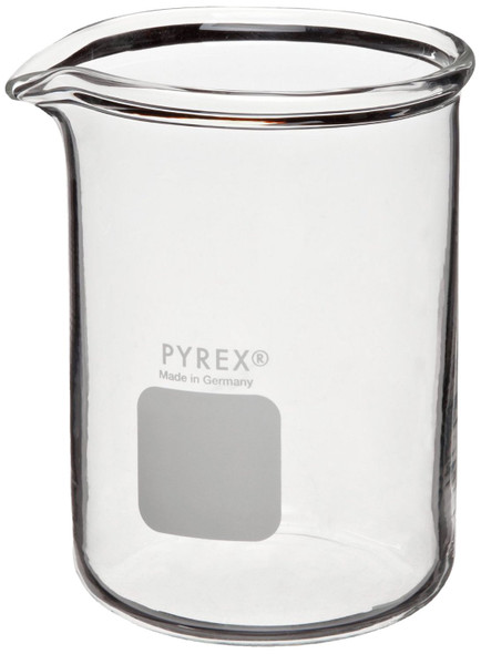 Corning Pyrex 1003-600 Glass 600mL Graduated Low Form Heavy Duty Griffin Beaker, 50mL Graduation Interval, with Double Scale (Pack of 6)
