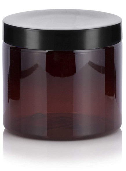 4oz amber PET single wall jar with 70-400 neck finish w/ Plastic Lined Caps- Pack of 6