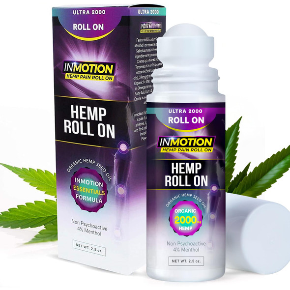 Inmotion Hemp Roll On for Pain Relief - Premium Ultra Strength Fast Acting, Long Lasting, Odorless Hemp Oil Roll On Pain Reliever for Joint, Muscle, & Back