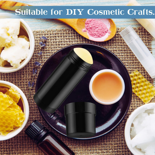20 Pcs 60ml/2oz Deodorant Containers Plastic Refillable Deodorant Holder Twist Up Top Filling Stick Tube for DIY Body Lotion Sunscreen Balm - Black