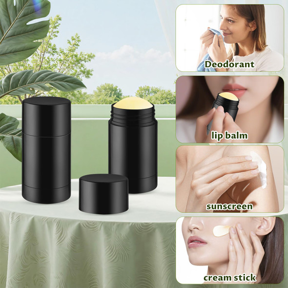 24 Pack 40ml/1.3oz Empty Deodorant Containers Twist-Up Refillable Deodorant Tubes Plastic Deodorant Bottles Bottom-fill Lip Balm Tubes For DIY Homemade Deodorant Aromatherapy Balm (Black)