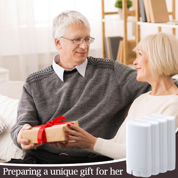 50 Pcs Plastic Empty Deodorant Containers 1/2 oz Travel Deodorant 15ml Refillable Containers Tubes Oval Lip Balm Tubes for Lip Balm DIY, White