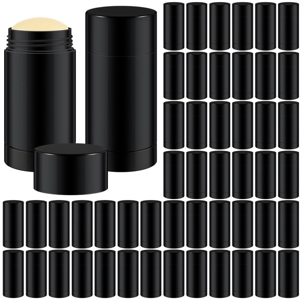 50 Pcs 30 ml Empty Deodorant Containers Twistup Filling Stick Plastic Deodorant Container Refillable Bottles Bottomfill Round Lip Balm Tubes Cylinder for DIY Lip Balm (Black)
